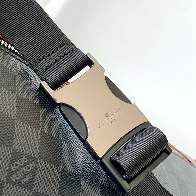 LV 25S BUMBAG 37 IN BLACK AND ORANGE COATED MONOGRAM CALFSKIN