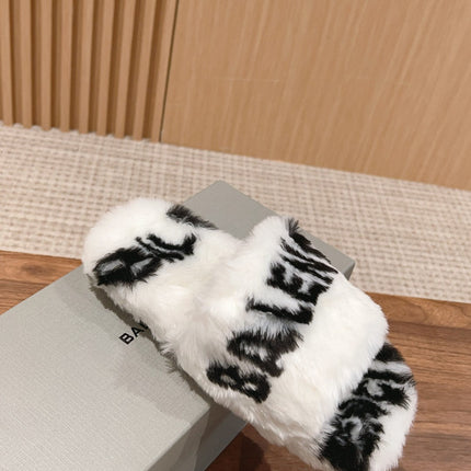 LAMB WOOL SLIPPER WHITE MIX BLACK