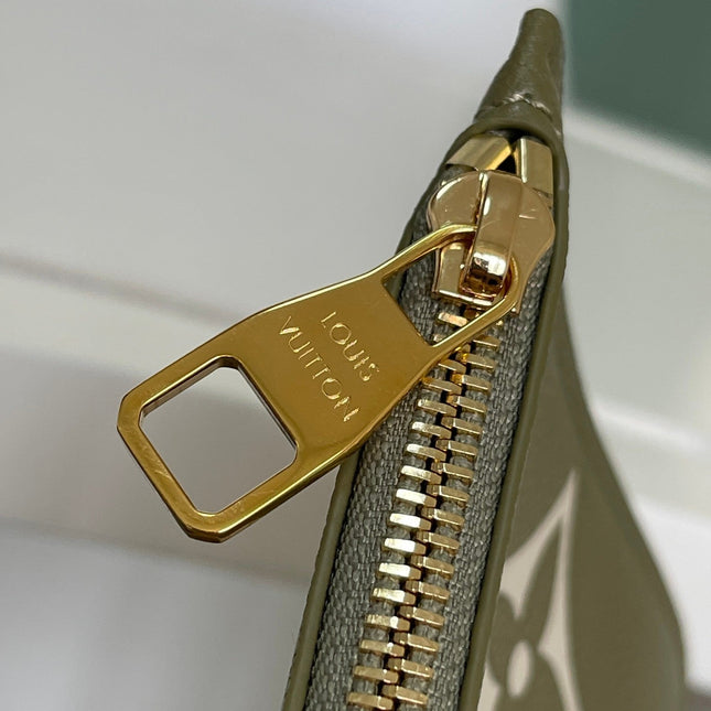 NEVERFULL MM 32 KHAKI CREAM MONOGRAM EMPREINTE LEATHER