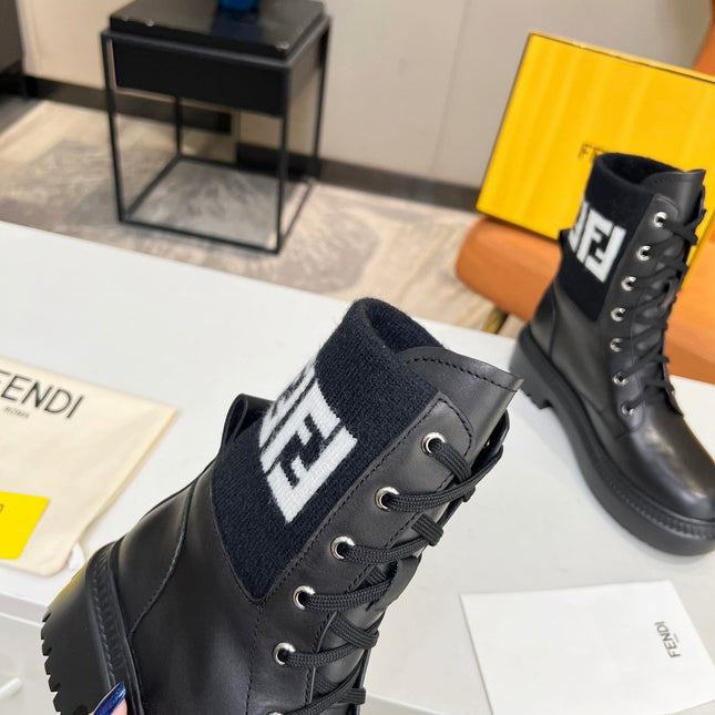 FENDI MARTIN BOOTS IN BLACK CALFSKIN AND FUR
