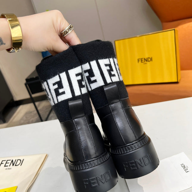 FENDI MARTIN BOOTS IN BLACK CALFSKIN AND FUR