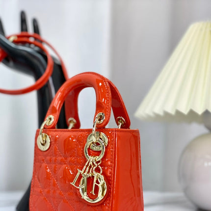 MICRO LADY 12 BAG IN GLOSSY SCARLET RED LAMBSKIN