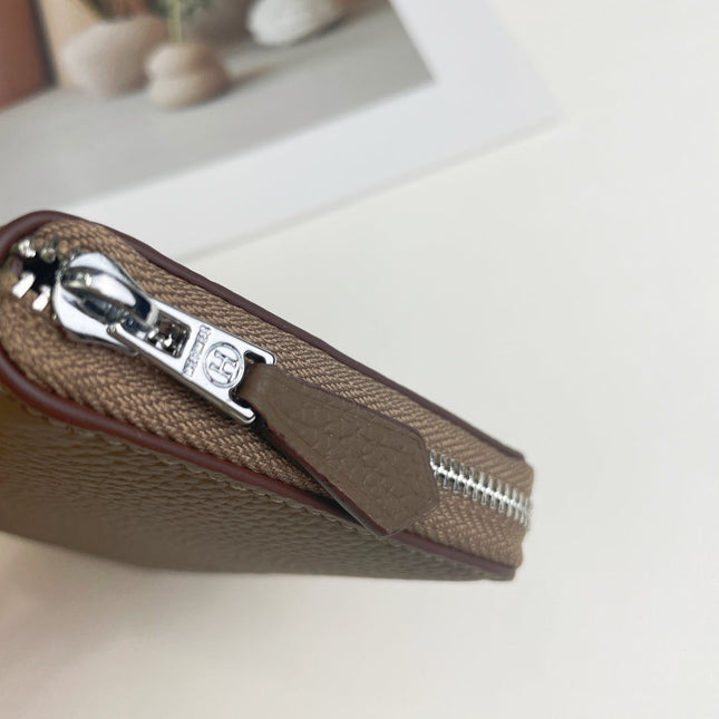 HM SILK'IN SHORT WALLET 11.5 BROWN GRAINED CALFSKIN