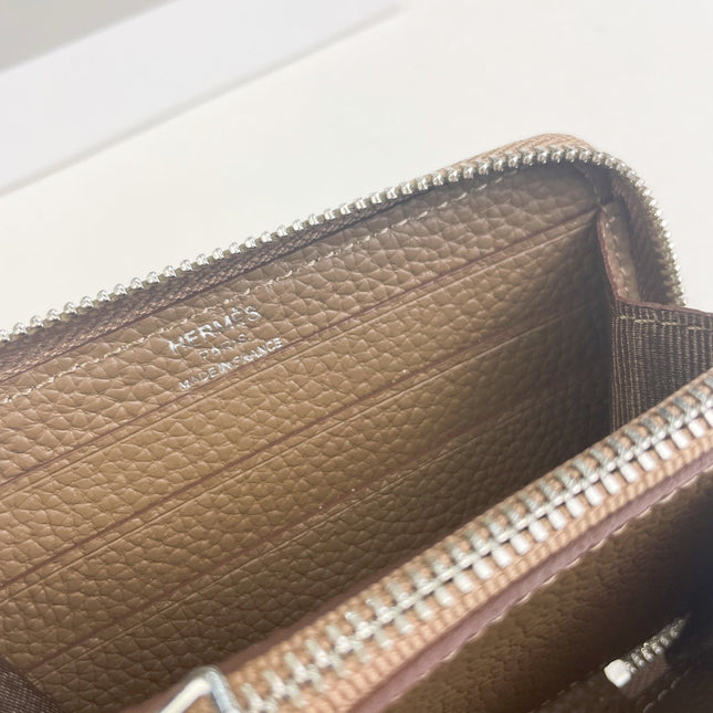HM SILK'IN SHORT WALLET 11.5 BROWN GRAINED CALFSKIN