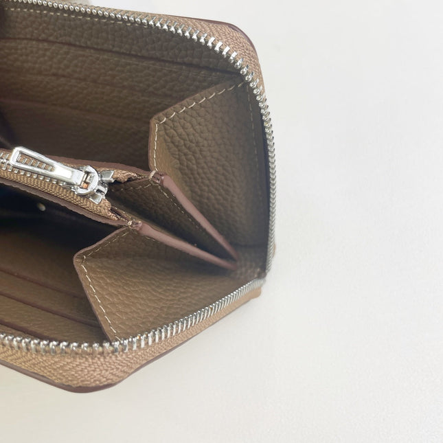 HM SILK'IN SHORT WALLET 11.5 BROWN GRAINED CALFSKIN