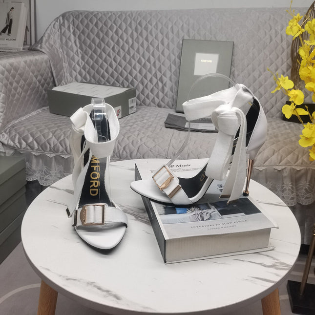 HIGH HEEL 10 CM IN WHITE FABRIC AND LAMBSKIN