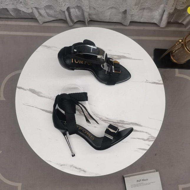 HIGH HEEL 10 CM IN BLACK FABRIC AND LAMBSKIN