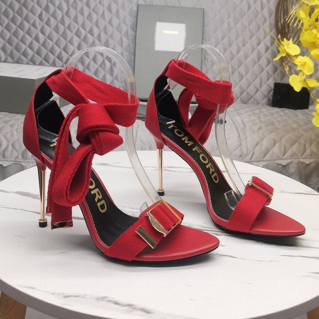 HIGH HEEL 10 CM IN CHERRY RED FABRIC AND LAMBSKIN