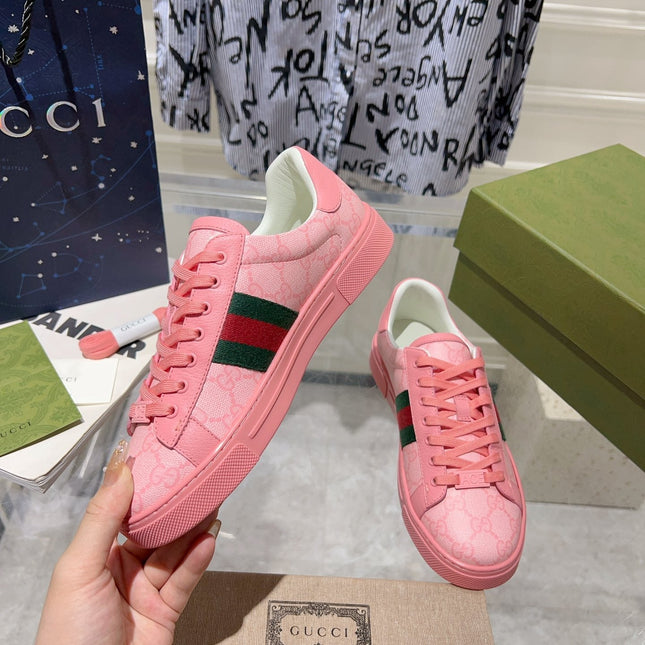 GG ACE GG SUPREME TRAINER BRIGHT PINK CALFSKIN