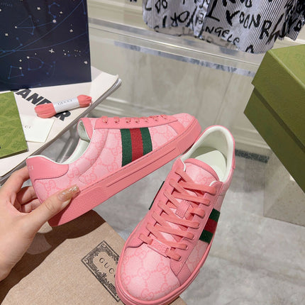 GG ACE GG SUPREME TRAINER BRIGHT PINK CALFSKIN