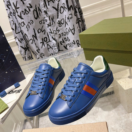 GG ACE GG SUPREME TRAINER AZURE CALFSKIN