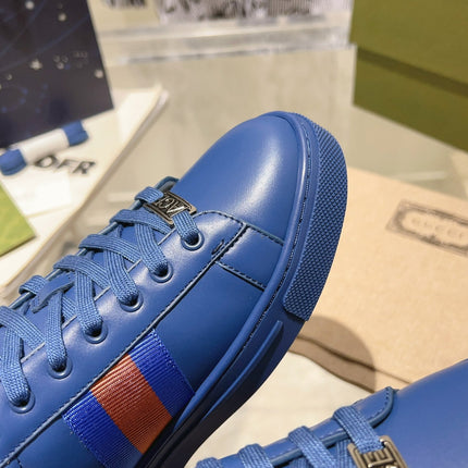 GG ACE GG SUPREME TRAINER AZURE CALFSKIN