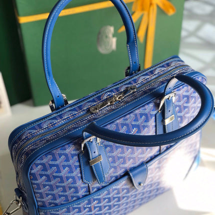 AMBASSADE DOCUMENT CASE 35 IN SAPPHIRE BLUE GOYARDINE CANVAS