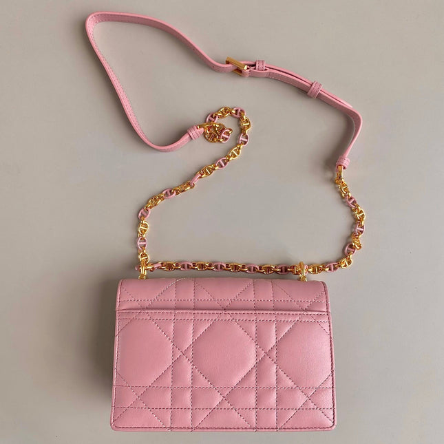 MISS CARO 17 CHAIN BAG IN HOT PINK LAMBSKIN