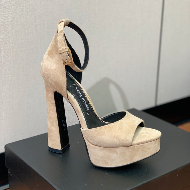 HIGH HEEL 14.5 CM SANDALS IN TORTILLA BROWN SUEDE