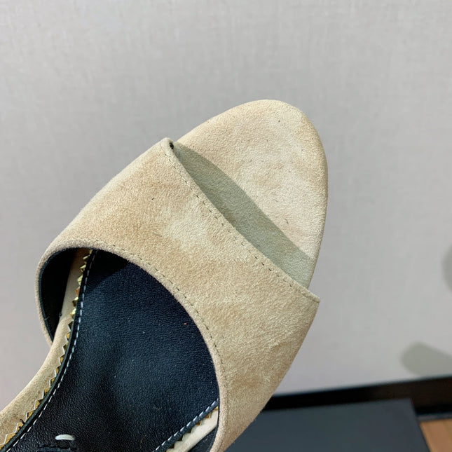 HIGH HEEL 14.5 CM SANDALS IN TORTILLA BROWN SUEDE