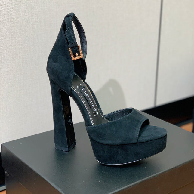 HIGH HEEL 14.5 CM SANDALS IN BLACK SUEDE