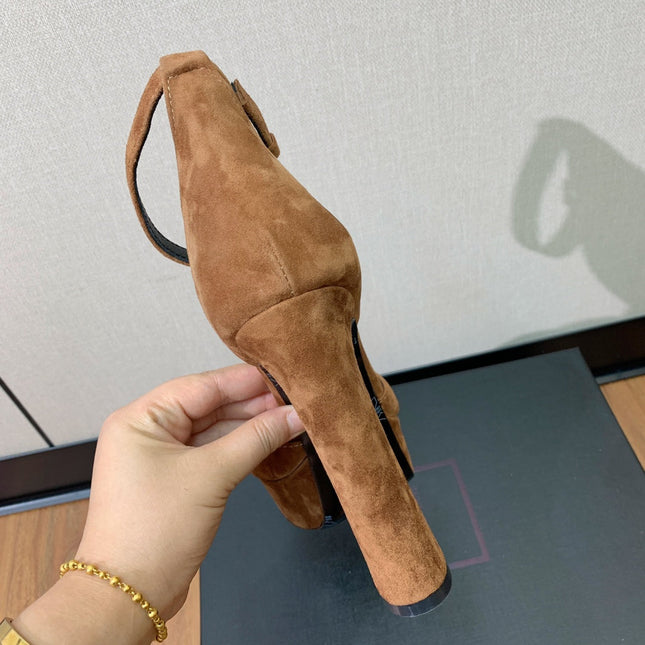 HIGH HEEL 14.5 CM SANDALS IN CIDER BROWN SUEDE