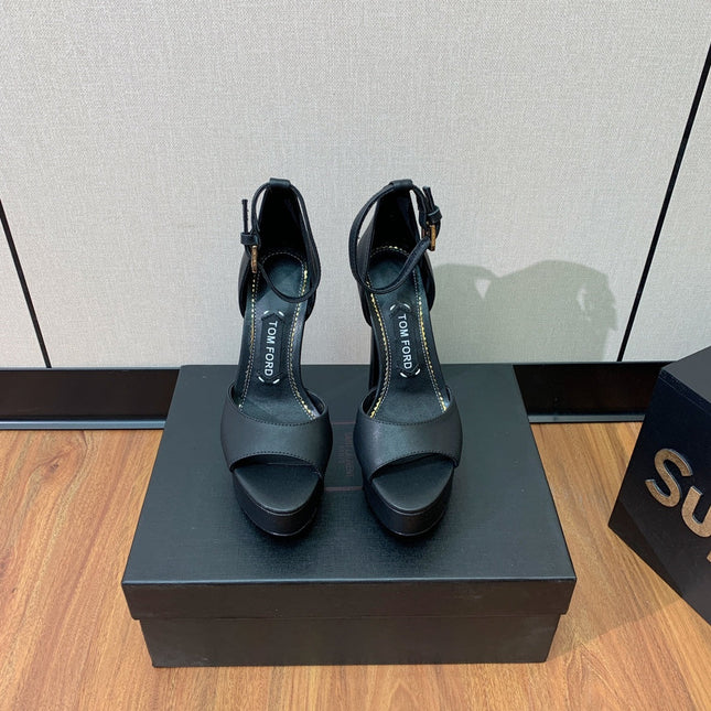 HIGH HEEL 14.5 CM SANDALS IN BLACK CALFSKIN