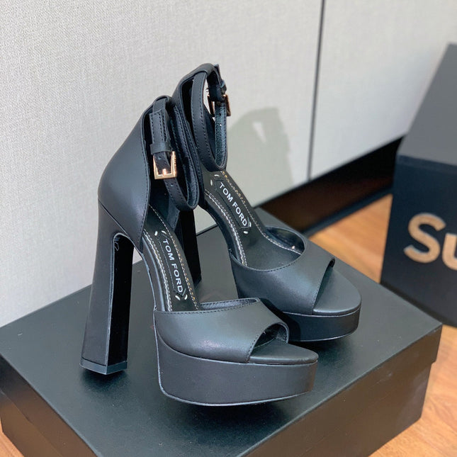 HIGH HEEL 14.5 CM SANDALS IN BLACK CALFSKIN