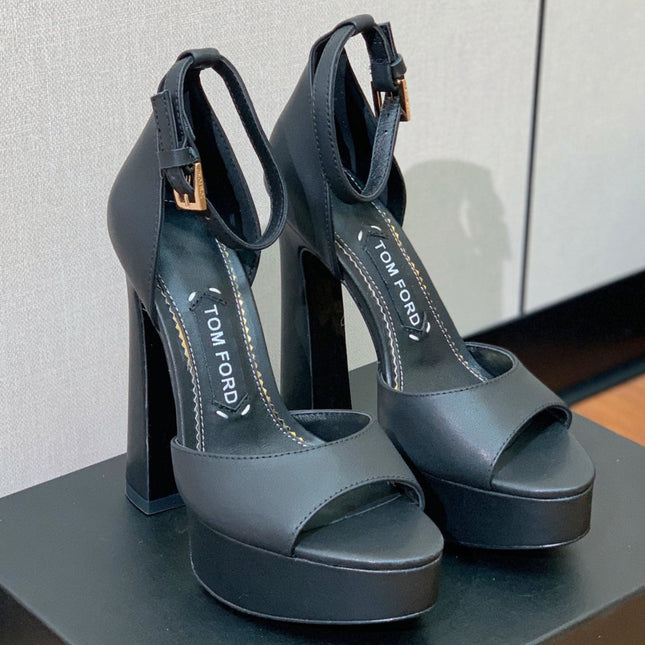 HIGH HEEL 14.5 CM SANDALS IN BLACK CALFSKIN