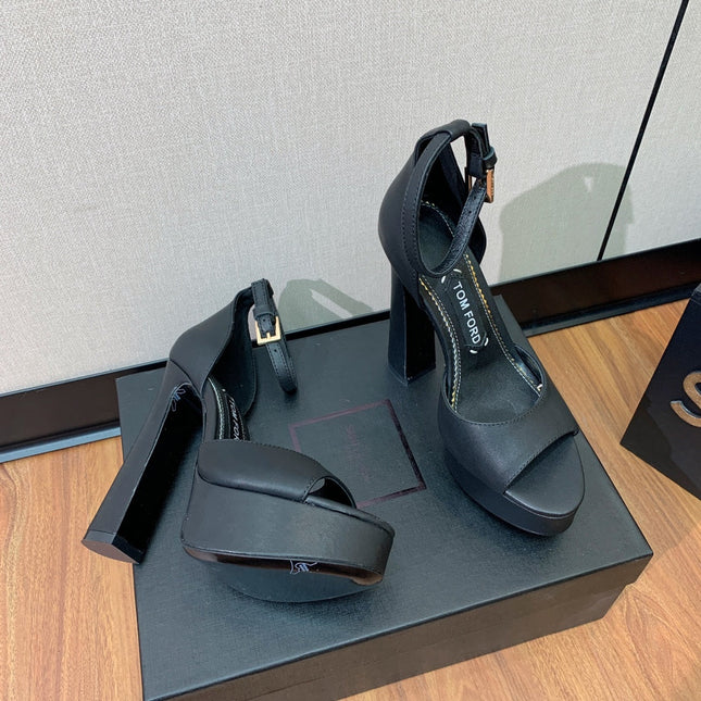 HIGH HEEL 14.5 CM SANDALS IN BLACK CALFSKIN