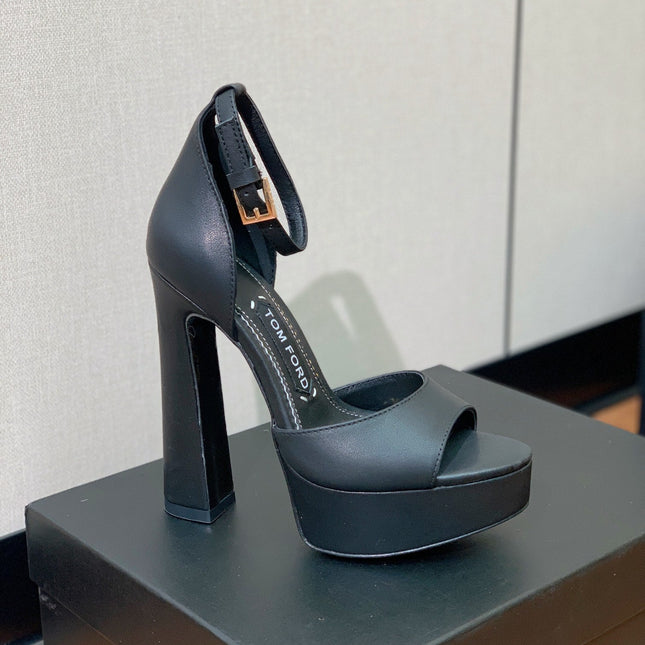 HIGH HEEL 14.5 CM SANDALS IN BLACK CALFSKIN