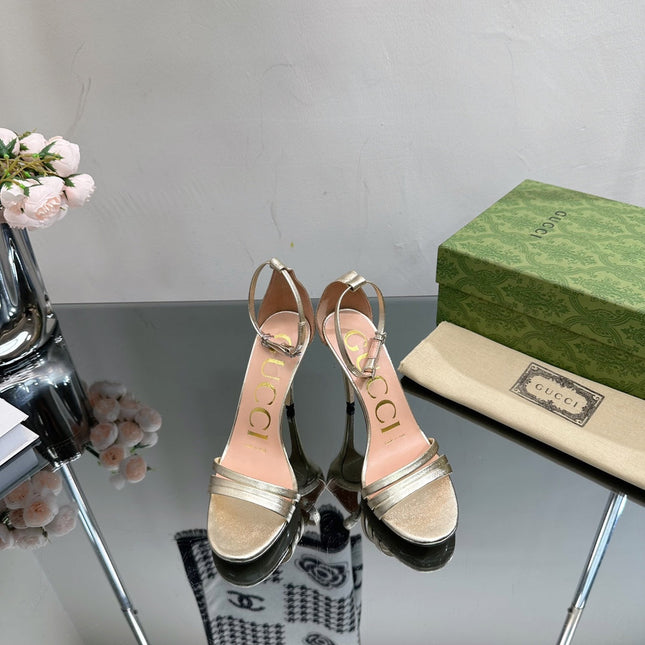 GG 105 HIGH HEEL SANDAL METALLIC GOLD LAMBSKIN