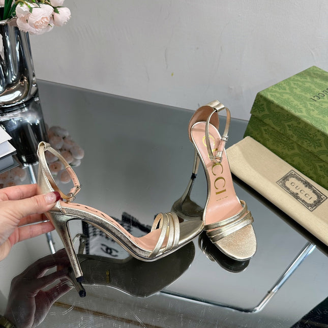 GG 105 HIGH HEEL SANDAL METALLIC GOLD LAMBSKIN