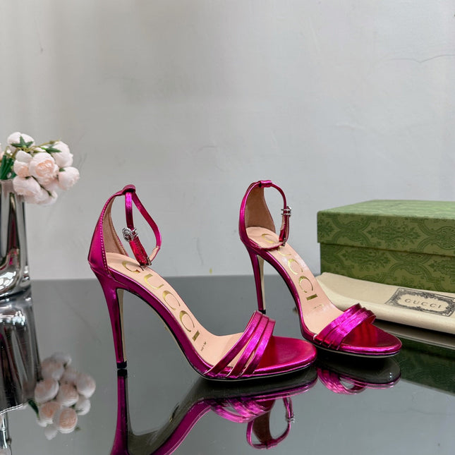GG 105 HIGH HEEL SANDAL METALLIC PURPLE LAMBSKIN