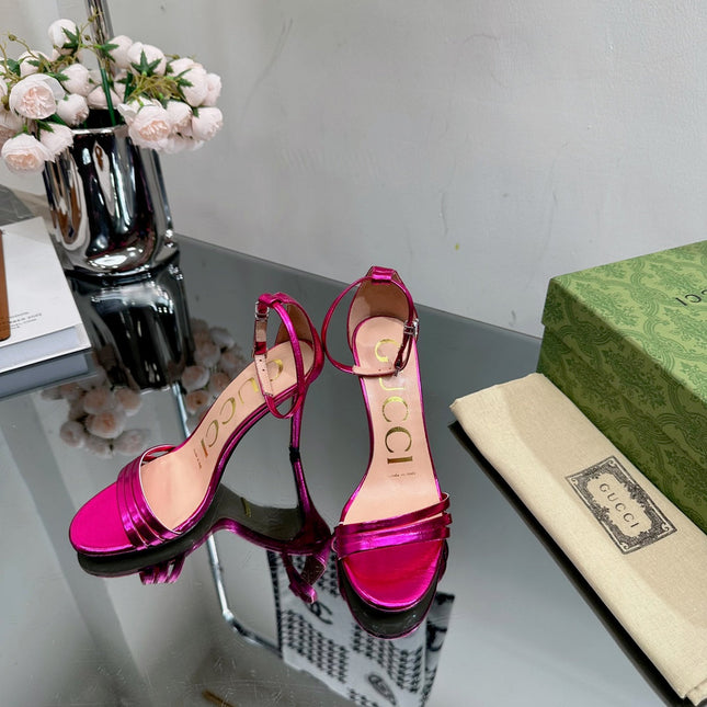 GG 105 HIGH HEEL SANDAL METALLIC PURPLE LAMBSKIN