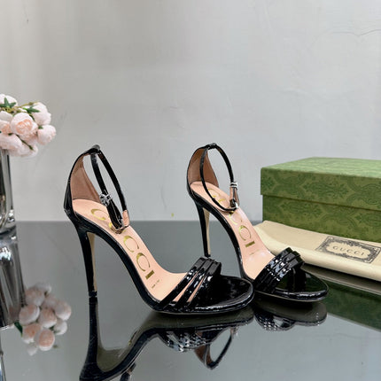 GG 105 HIGH HEEL SANDAL BLACK LAMBSKIN