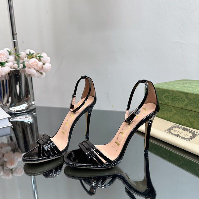 GG 105 HIGH HEEL SANDAL BLACK LAMBSKIN