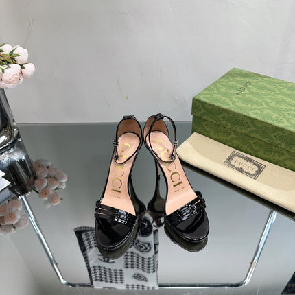 GG 105 HIGH HEEL SANDAL BLACK LAMBSKIN
