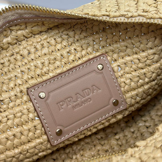 CAMERA BAG 20 IN BEIGE WOVEN RAFFIA