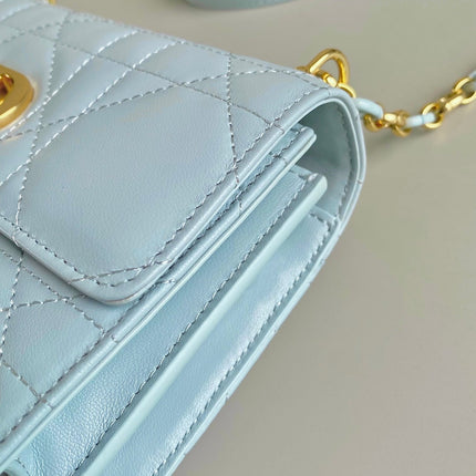 MISS CARO 17 CHAIN BAG IN LIGHT BLUE LAMBSKIN