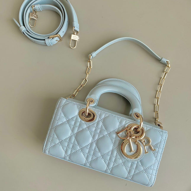 D-JOY BAG 22 IN LIGHT BLUE LAMBSKIN