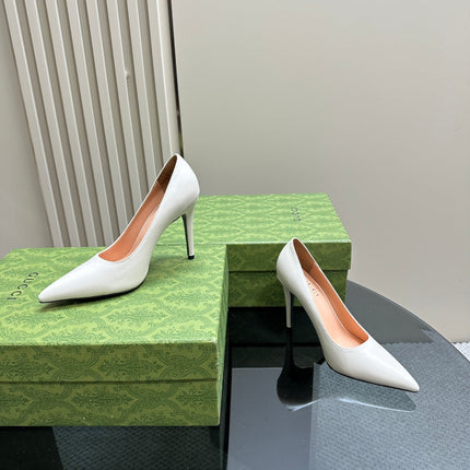 GG 105 BASIC HIGH HEEL WHITE LAMBSKIN