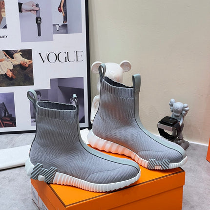 H FUN CLASSIC SNEAKER STYLISH LIGHT GRAY FABRIC