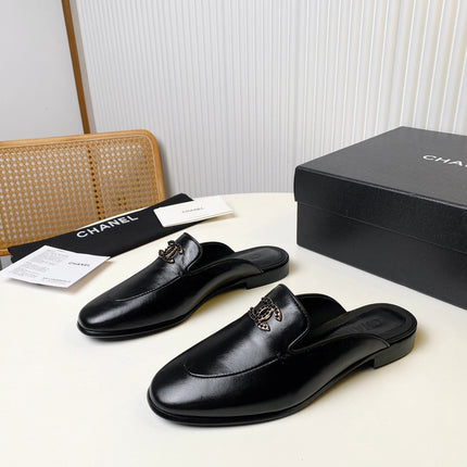 FLAT MULE IN BLACK LAMBSKIN 983818