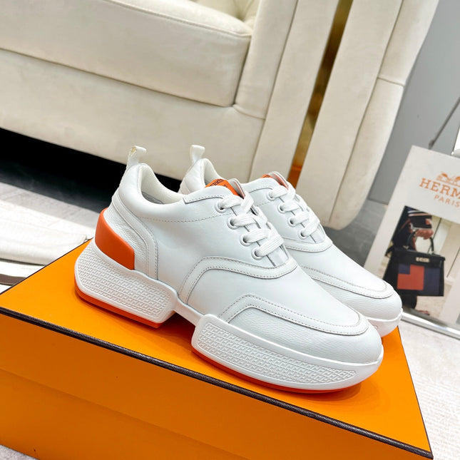 GIGA SNEAKER IN WHITE STITCHED MESH AND CALFSKIN