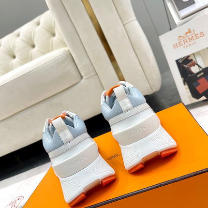 GIGA SNEAKER IN POWDER BLUE STITCHED MESH AND WHITE CALFSKIN