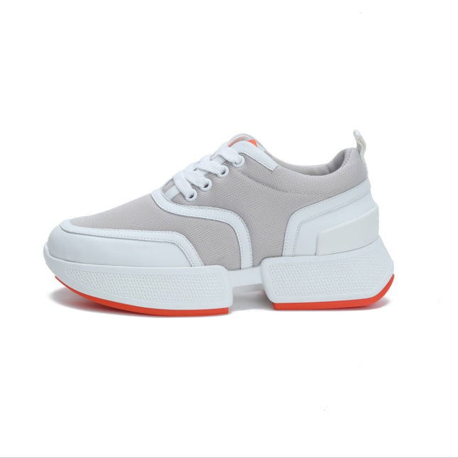 GIGA SNEAKER IN HARBOR GRAY STITCHED MESH AND WHITE CALFSKIN