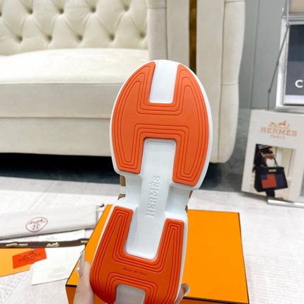 GIGA SNEAKER IN TAN BROWN STITCHED MESH AND WHITE CALFSKIN