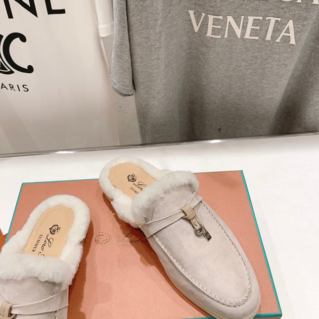 LP CHARMS WALK BABOUCHE LOAFERS CREAMY WHITE FLEECE