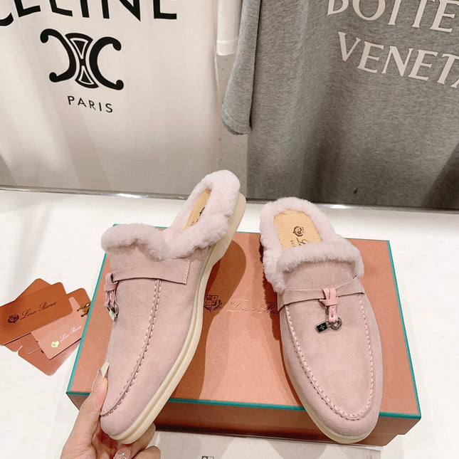 LP CHARMS WALK BABOUCHE LOAFERS LIGHT PINK FLEECE