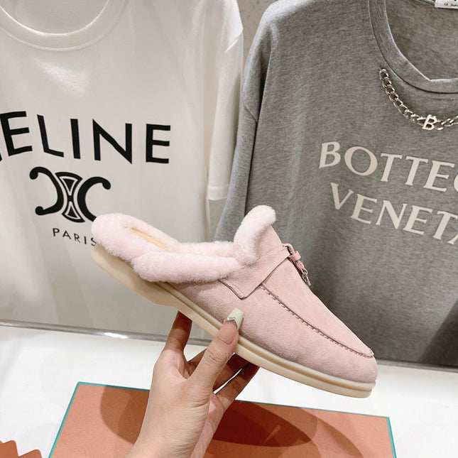 LP CHARMS WALK BABOUCHE LOAFERS LIGHT PINK FLEECE