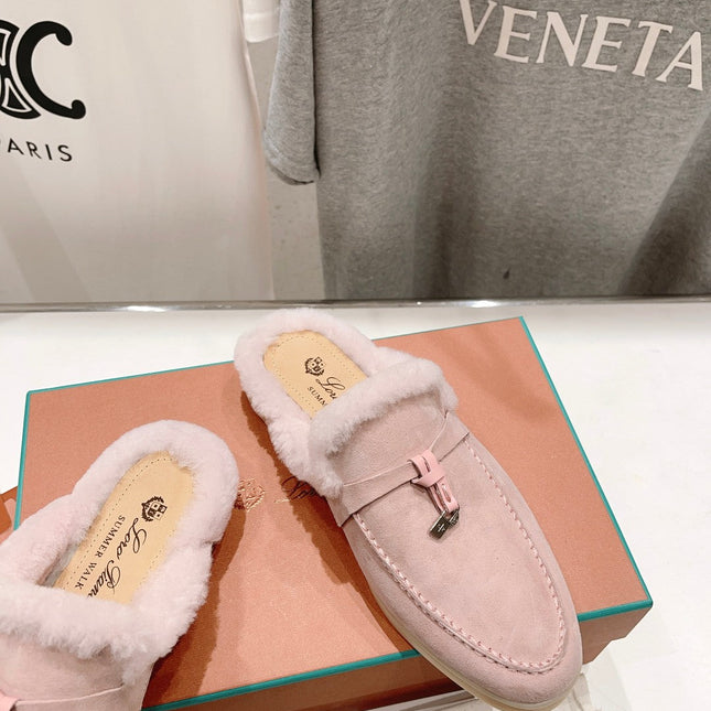 LP CHARMS WALK BABOUCHE LOAFERS LIGHT PINK FLEECE