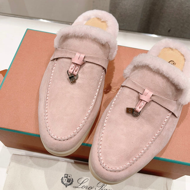 LP CHARMS WALK BABOUCHE LOAFERS LIGHT PINK FLEECE