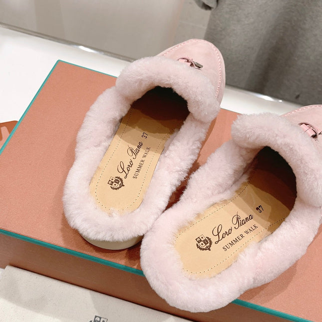 LP CHARMS WALK BABOUCHE LOAFERS LIGHT PINK FLEECE